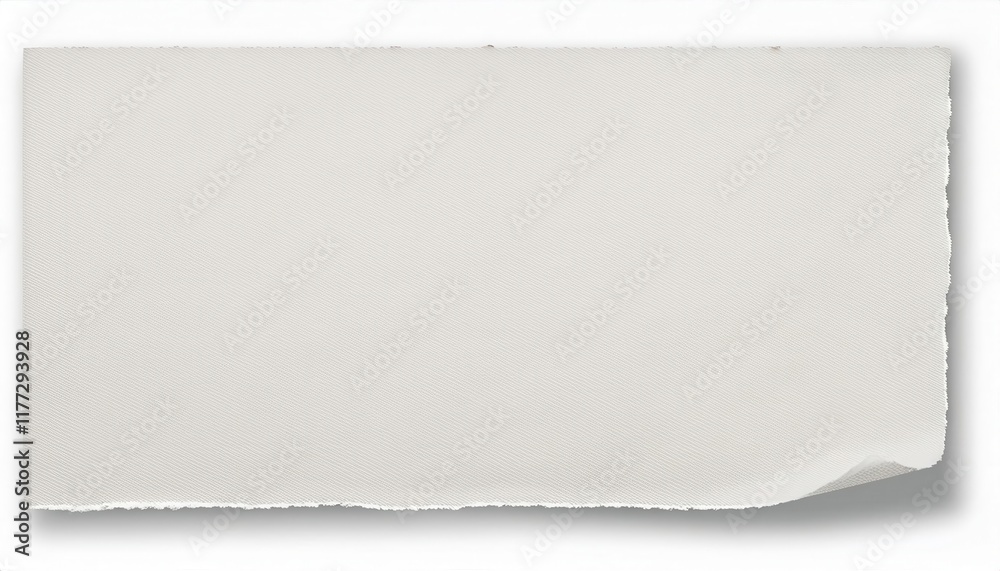 Poster textured white paper with torn edges and subtle fabric pattern for crafting, stationery, graphic des