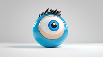 A playful blue character with a large eye and spiky hair, designed for fun and creativity.