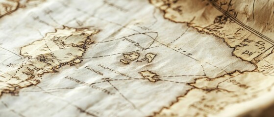 close-up of an old vintage map