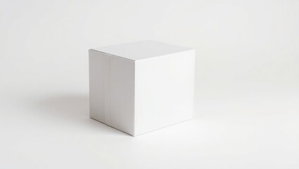 Fototapeta premium A Single White Cardboard Box on White Background