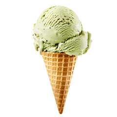 pistachio ice cream cone isolated die cut 