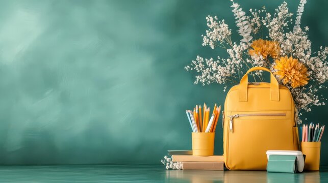 Backpack, books, and pencils ready for a new school year!