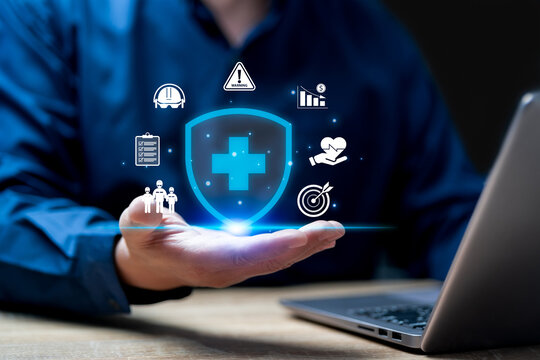 Work Safety, Reducing accidents to zero Concept, Businessman work safety management, Employee health care, Personal protective equipment, Personal security, Saving cost, Risk, Checklist, Work target