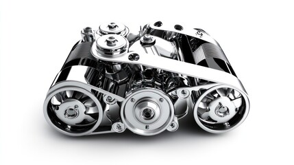 Fototapeta premium A polished automotive engine showcasing intricate design and mechanical components.
