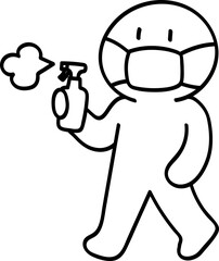Person Disinfecting with Alcohol Doodle.