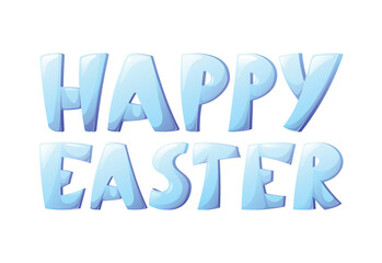 Bright and cheerful Happy Easter vector isolated text in cartoon font with a glossy, 3D effect. Perfect for holiday greeting cards, festive banners, posters, and seasonal social media designs.