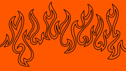 Background with fire lines. Outline of flames background. Continuous fire line design. Flame outline background. Fire Background. flame Background. doodle fire background. Flame Seamless Pattern.