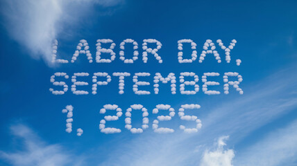 Fototapeta premium Skywriting Clouds Forming Labor Day Message