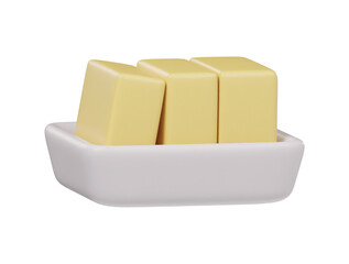 3d slice of butter icon rendering illustration