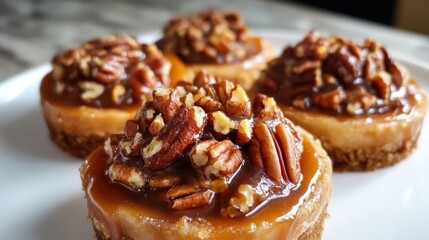 Fresh Pecan Pie with Caramel Drizzle. Caramel Pecan Pies with Cinnamon Roll Crust