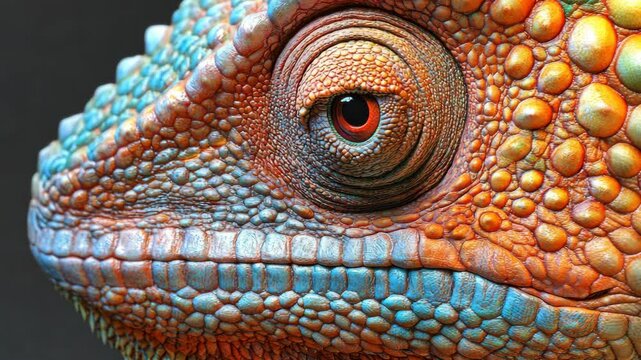 Detailed close-up of a vibrant lizard showcasing colorful skin patterns and textures in a naturalistic setting