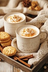 Indulge in cheese tea with cozy biscuits in a warm atmosphere perfect for relaxation and enjoyment