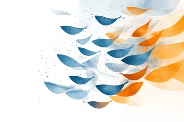 Obraz premium A flat graphic of a swarm of krill forming a wave-like pattern, illustrated in soft pastel colors