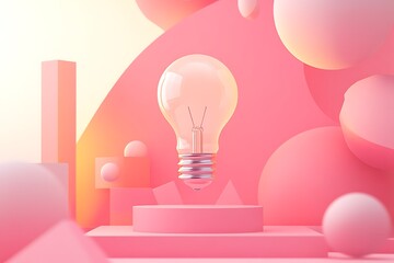 Creative light bulb on a pink abstract backgroun