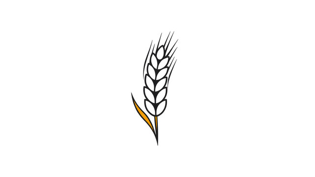 Wheat stalk, agriculture logo icon on white background. Generative AI