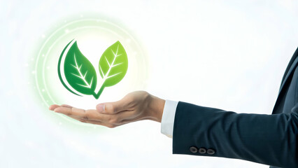 Hand Holding Symbol of Sustainability and Eco-Friendly Concept