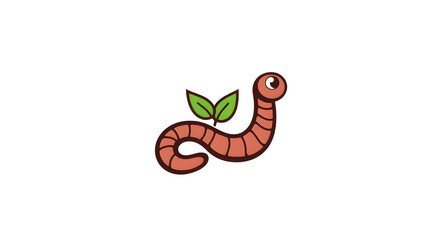 Fototapeta premium Worm, leaf logo icon on white background. Generative AI