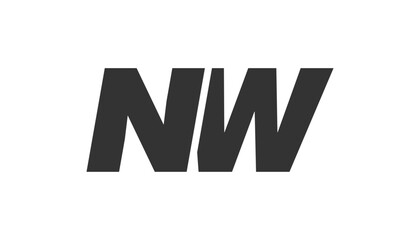 NW Techno Editable Font Logo For Corporate Branding. Bold, Futuristic Design With Unique Typographic Ideas. Minimal Custom Type And Dynamic Letter