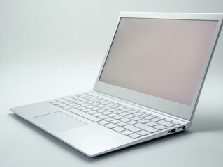 white laptop on white background