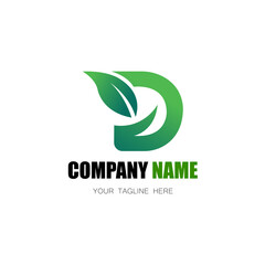 Fototapeta premium D letter logo with leaf Natures Essence Modern Logo with Leaf Elements .