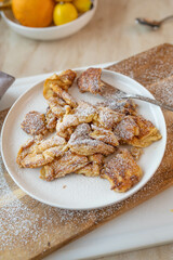 Homemade kaiserschmarrn. Austrian delicious pancakes