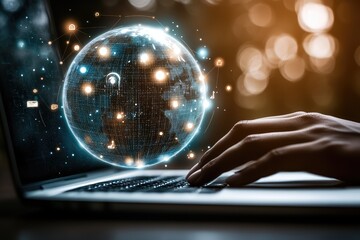 Businessman  using laptop and cryptocurrency concept,Data analysing 