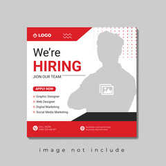 Vector job hiring vacancy social media banner design template and social media post mockup