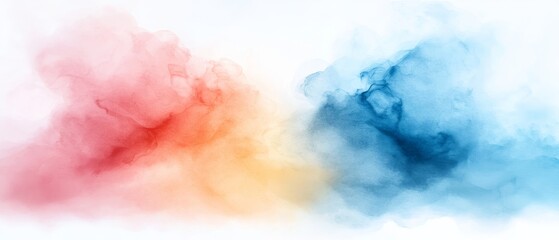 Abstract Watercolor Background Red Orange Blue and Yellow Ink Wash Painting Texture