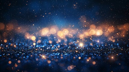 Fototapeta premium Blurred starry night sky, twinkling lights scattered, gentle cosmic glow, abstract pattern of glittering stars, mystical and dreamlike scene