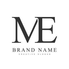 ME trendy logotype template. Initial letter m and e classic font style. Creative logo for company name or identity.