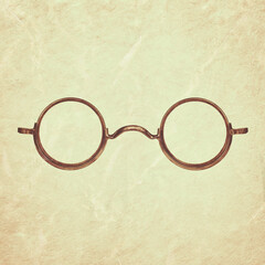 Retro styled image of vintage circular eyeglasses