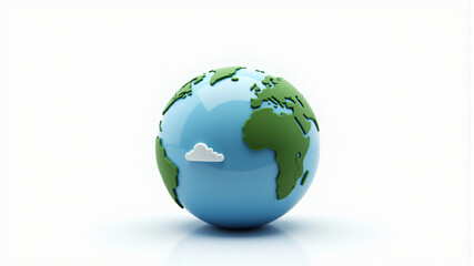 Fototapeta premium A vivid representation of Earth showcasing its blue oceans and green continents with clouds.