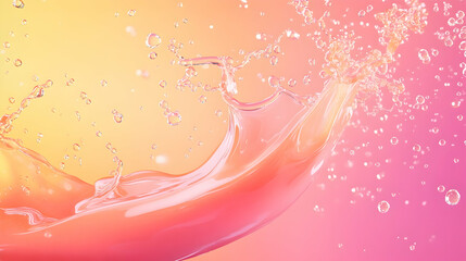 Peach juice splash, vibrant colors, studio shot,  background blur, ideal for beverage ads.