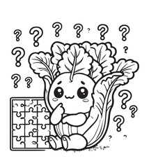 Coloring book cute cabbage problem solving illustration