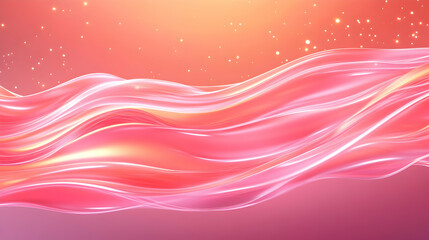 Pink flowing fabric waves, abstract background, glowing particles, design element.