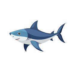 Bull Shark under water animal isolated flat vector illustration on white background