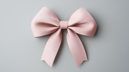 A pastel pink bow tied perfectly on a subtle background, ideal for decorations or gifting.
