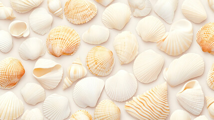 Seashells background, pastel colors, summer beach texture, travel website design.