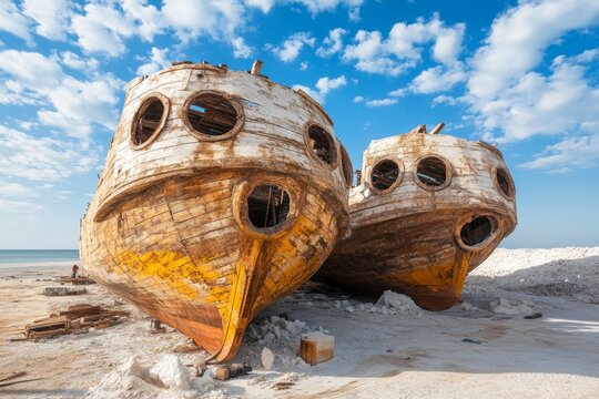 A historic Emirati shipyard where wooden dhows are being constructed using traditional techniques