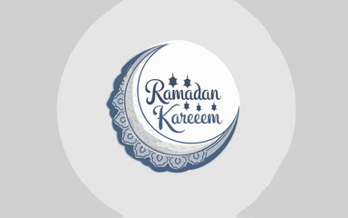 Ramadan Kareem Crescent Moon and Star Illustration