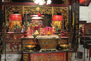 Intricate Details of a Chinese Temple Interior