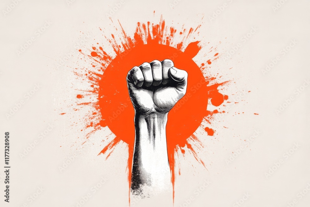 Poster a minimalist illustration of a kung fu fist with dynamic lines radiating outward, representing energ