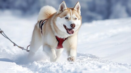 Confident Dog Team on Snowy Terrain