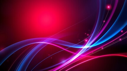 Crimson & Azure Flow: Abstract art featuring vibrant, dynamic waves of crimson and azure, interwoven with sparkling lights against a dark background. Evokes energy, movement, and modern aesthetics. 