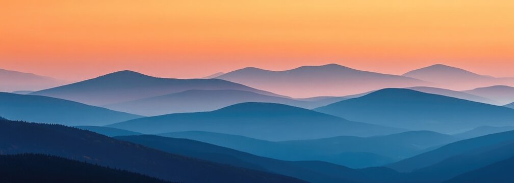 Panoramic view of the mountains at sunrise