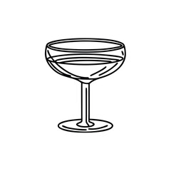 Wine Glass Line art flat vector illustration on white background
