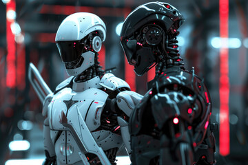 Naklejka premium Good vs. Bad AI: Exploring the Duality of Artificial Intelligence