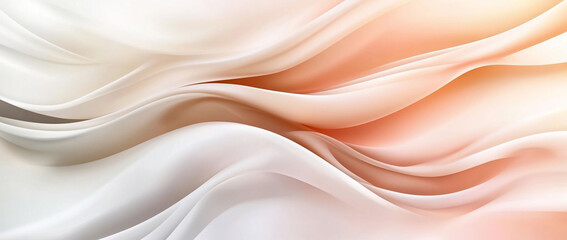 Elegant flowing white and peach fabric texture.