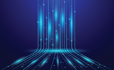 Technology speed neon light lines abstract background