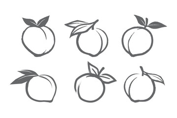 Creative peaches drawing style set collection logo symbol design illustration